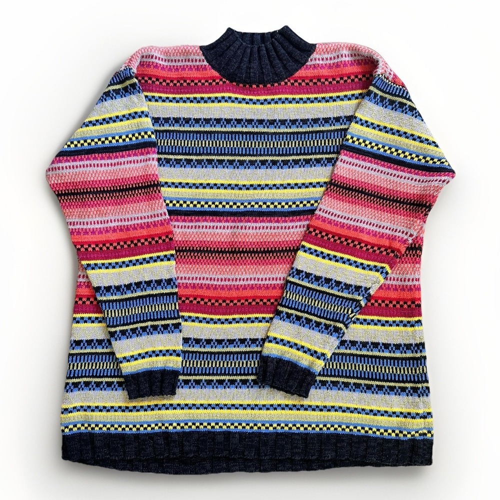 Westbound Casual Womens‎ XL Fair Isle Striped Mock Neck Sweater Multi-Color Knit